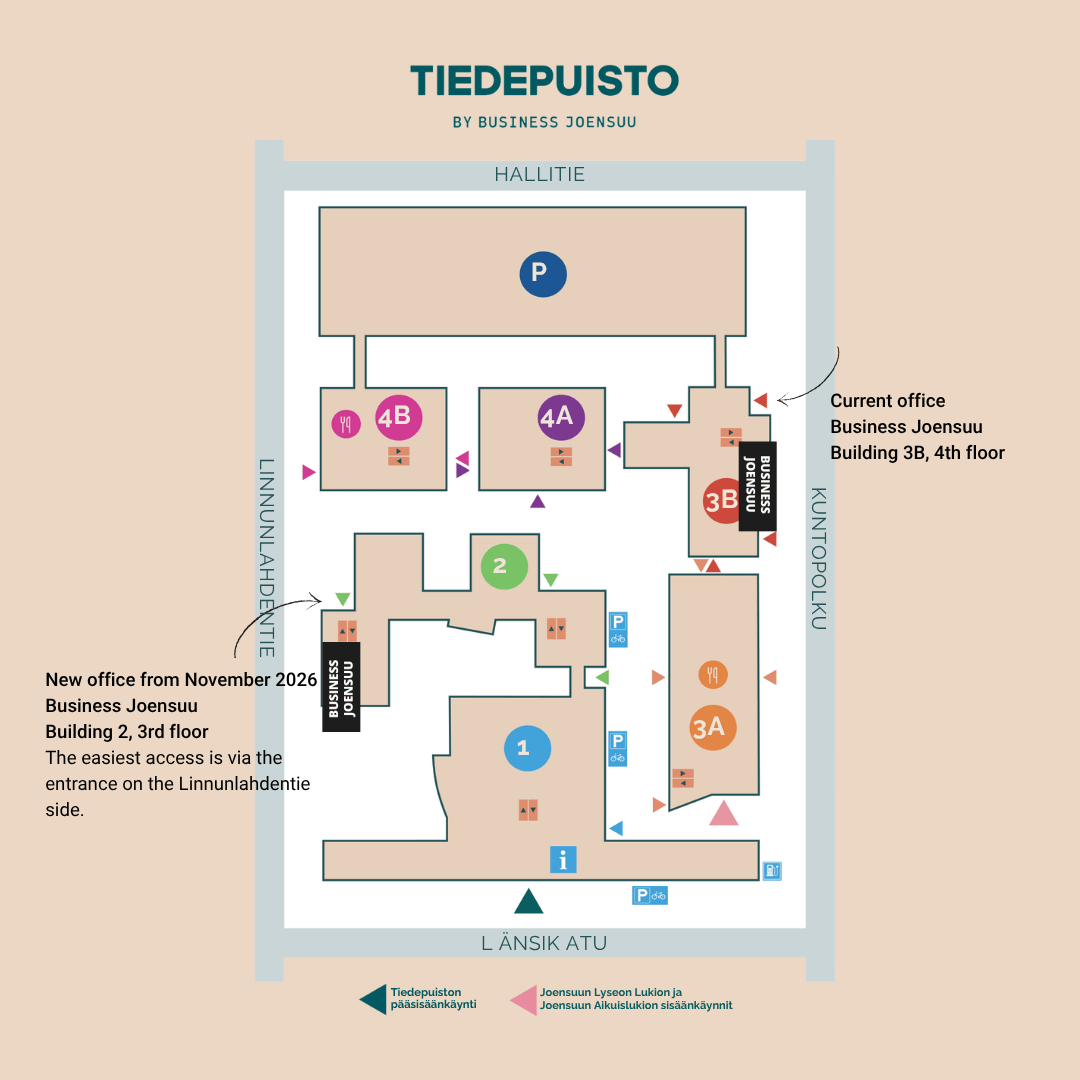 Business Joensuu is moving to Building 2 at Tiedepuisto