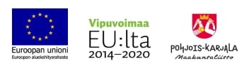 Kolme logo Euroopan Unioni Euroopan aluekehitysrahasto, Vipuvoimaa EU:lta ja Pohjois-Karjalan maakuntaliitto